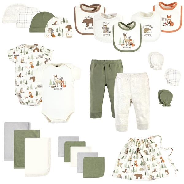 slide 1 of 1, Hudson Baby Layette Baby Starter Set 25pc, Forest Animals, 0-6 Months 0-6 Months