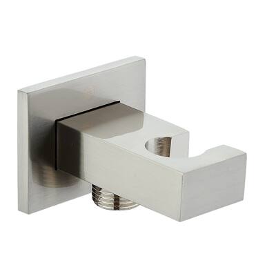 DAX Brass Square Hand Shower Holder with Hose Connector, Brushed Nickel