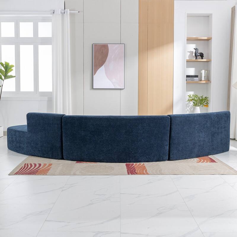 Curved Sofa Sectional Sofa with Three Throw Pillows