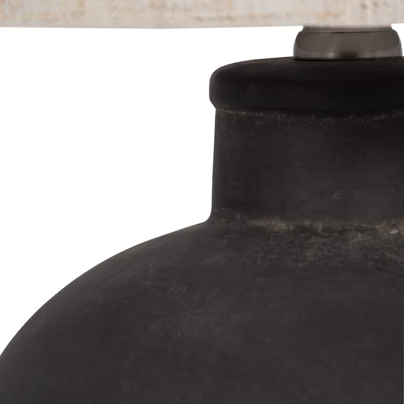 Sagebrook Home Neutral Textured Set Of 2 Ceramic 18" Table Lamp, Darkk Gray, Round - 9" x 9" x 18"