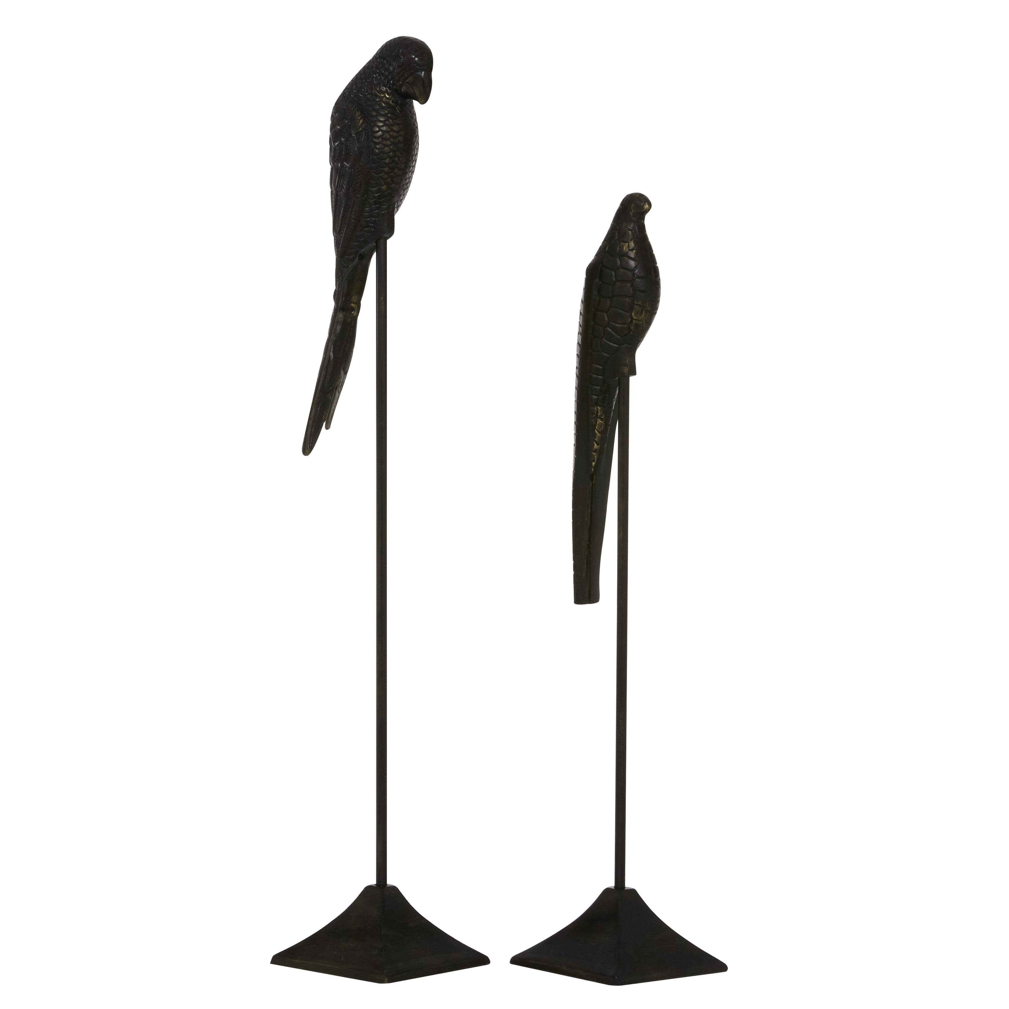 Aluminum Metal Bird Decorative Sculpture - Set of 2 Black - Roche River Decor