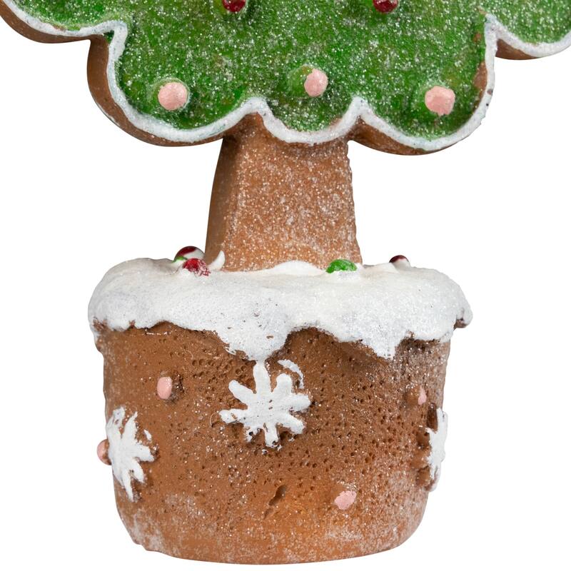 Gingerbread Cookie Christmas Tree with Bow Decoration - 8"