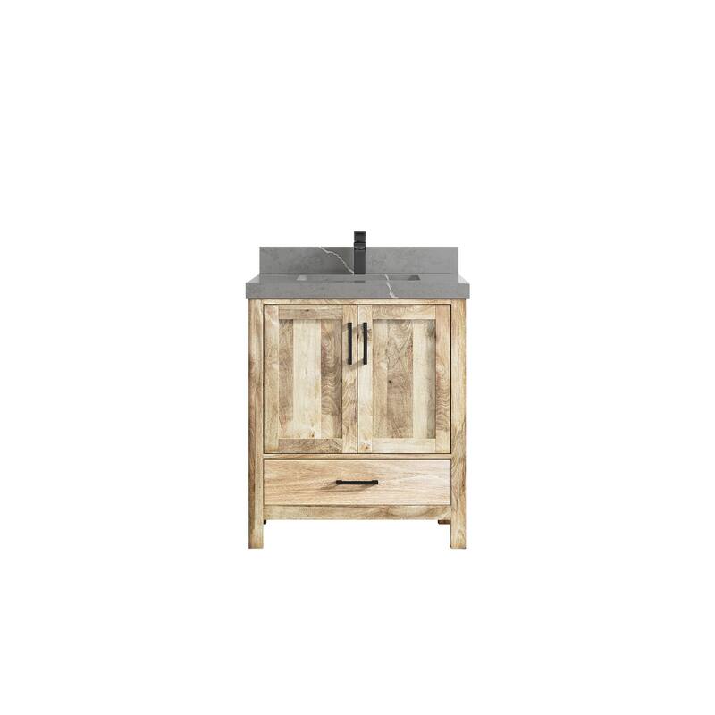 Willow Collections 30 in. W x 22 in. D Malibu Mango Single Sink Bathroom Vanity with Countertop - 2" Piatra Gray - White Washed 