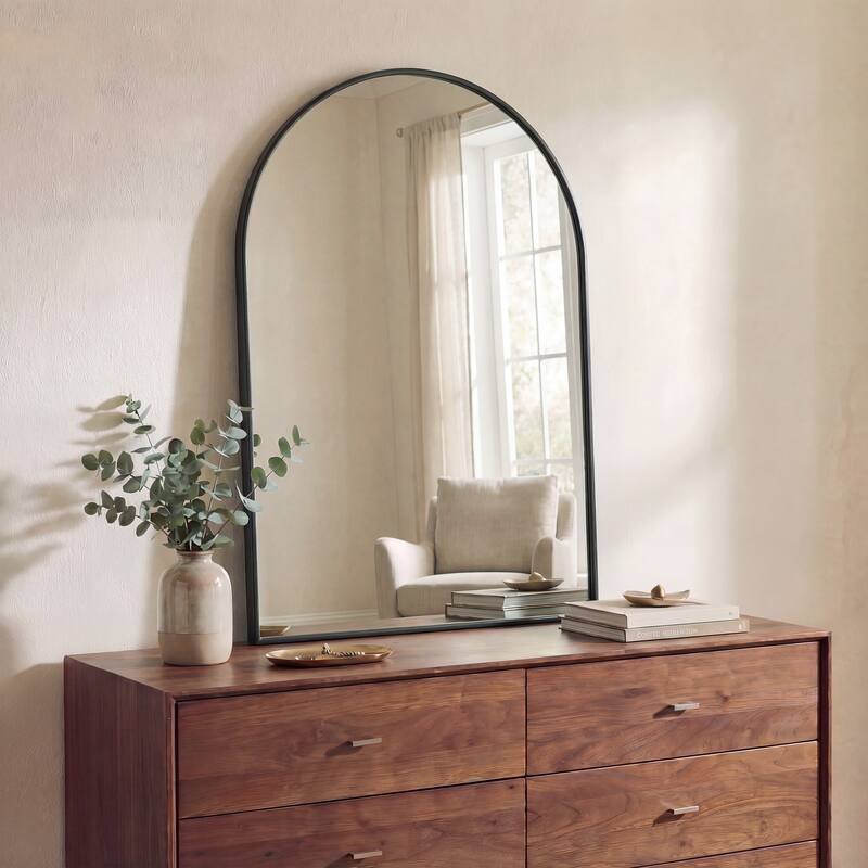 JONATHAN Y Elodie Arched Metal Framed Wall Mounted Mirror
