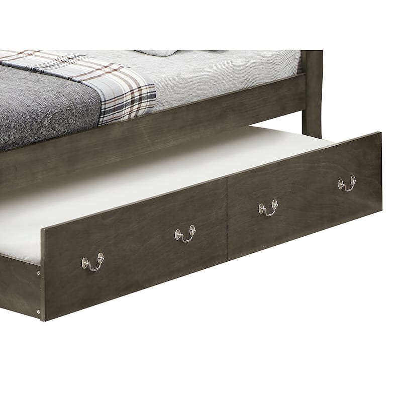 Wooden Twin Platform Bed with Trundle - 87" - Gray