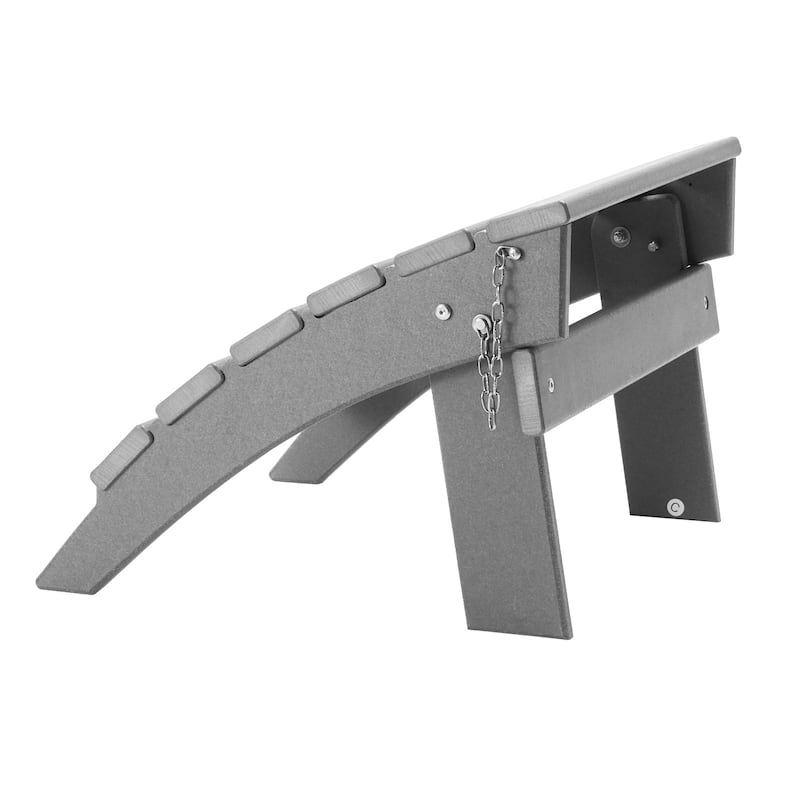 Grey HDPE Folding Adirondack Ottoman Footrest with Slatted Surface Ideal Use for Patio or Balcony - 16.9” x 18.9” x 13”