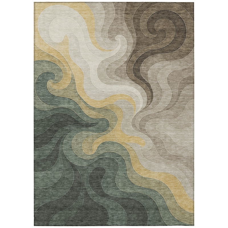 Machine Washable Indoor/ Outdoor Modern Dejuan Chantille Rug