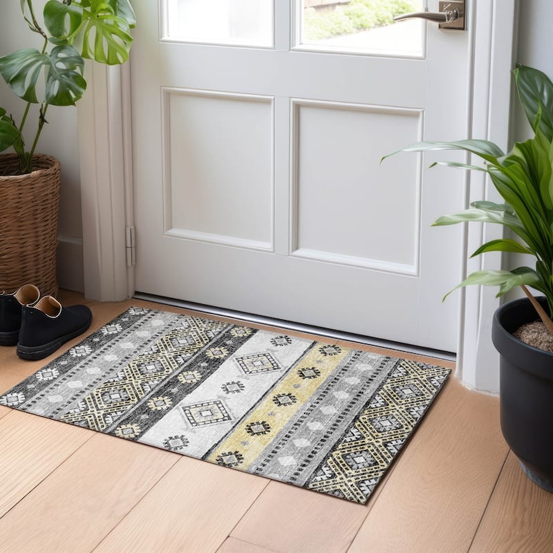Premium Washable Super Soft Tribal Boho Mayfield Rug - Gray - 1' 8" x 2' 6" - Rectangle