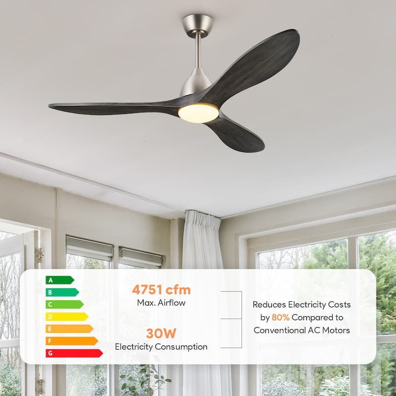 CO-Z Mid-century Modern 3 - Blade Smart LED Ceiling Fan with Dimmable Light and Remote