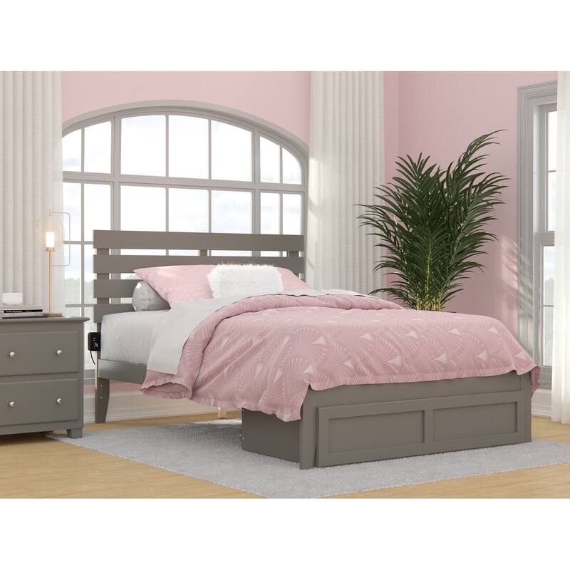 Oxford Platform Bed with Foot Drawer - Grey - Full
