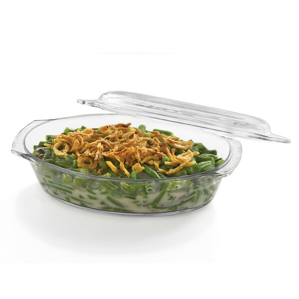 Libbey Baker's Basics Glass Oval Casserole Baking Dish with Cover, 1.6-quart. Opens flyout.