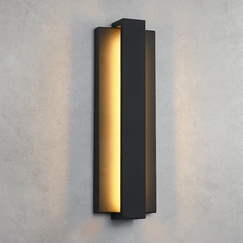Reflect Black Modern LED Outdoor Wall Sconce Light - 24"H - 24"H