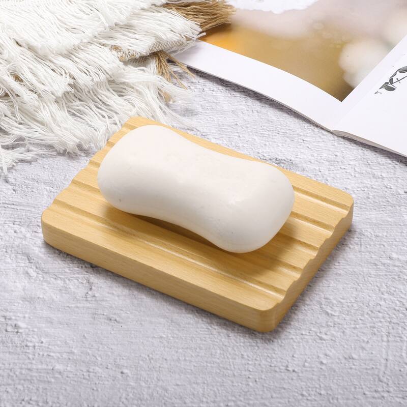 Portable Square Soap Dish for Bathroom for Kitchen 5.12"x3.54"x0.59" Brown 1 Pc