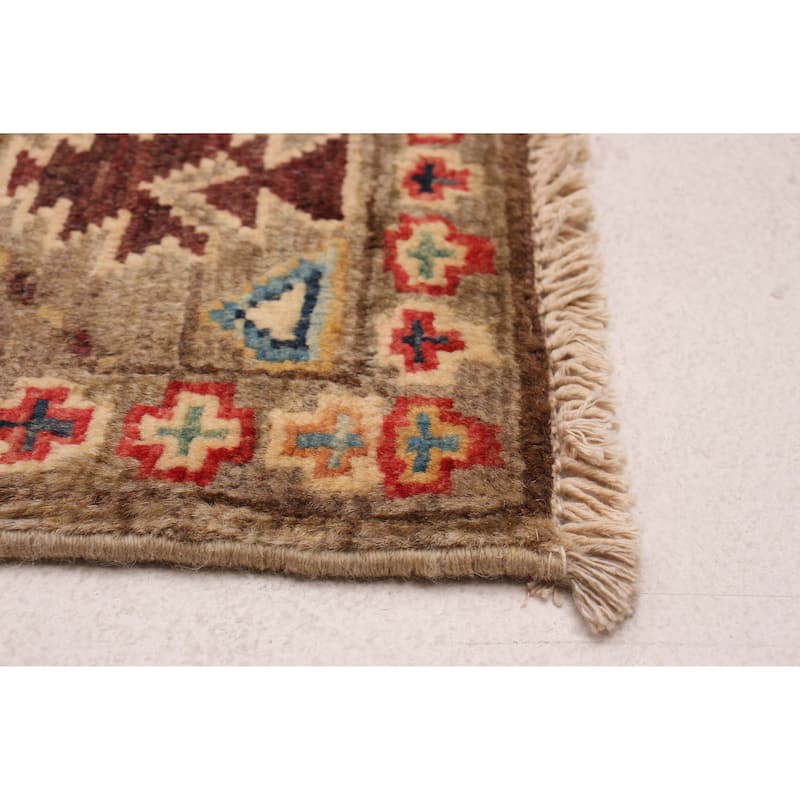 ECARPETGALLERY Hand-knotted Uzbek Ghazni Taupe Wool Rug - 4'1 x 5'9