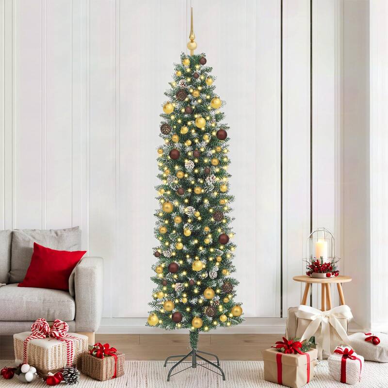 vidaXL Christmas Tree Party Decoration Artificial Slim Tree with Stand PVC - Gold 82.7