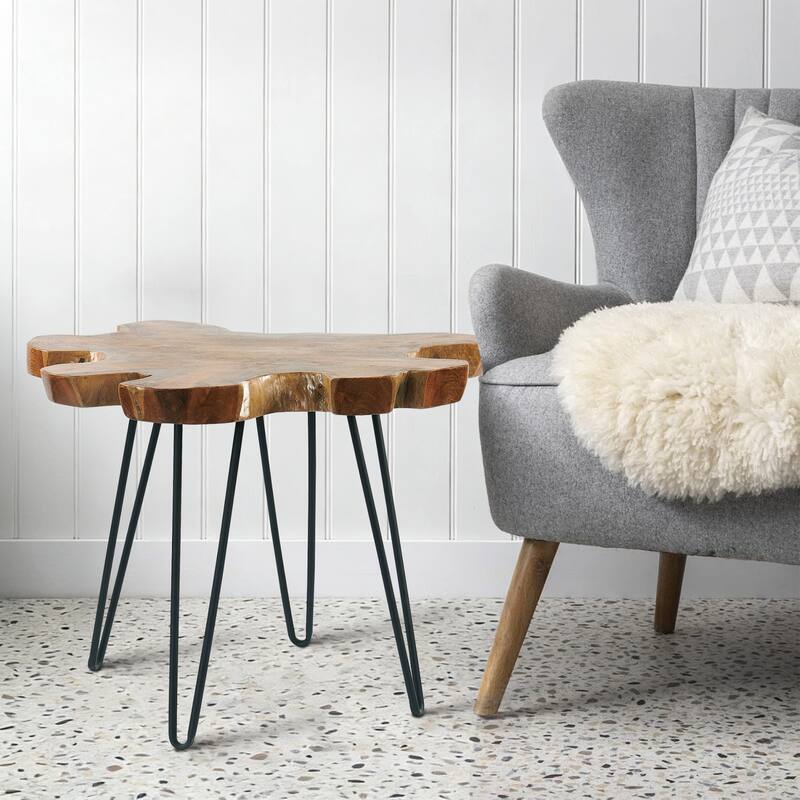 Greenage Solid Wood Teak Live Edge Natural Cut Coffee Table