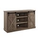 preview thumbnail 3 of 2, Industrial Style TV Stand with 2 Sliding Barn Doors, 3 Open Compartments, TVs up to 60", Oak Finish