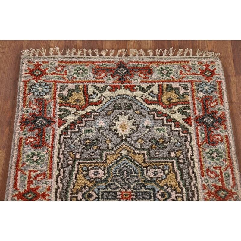 Gray Heriz Serapi Indian Accent Rug Handmade Wool Carpet - 2'0" x 3'0"