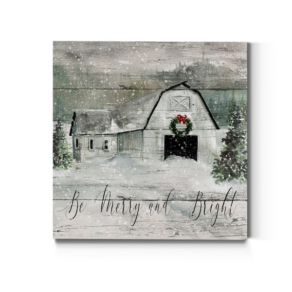 slide 2 of 10, Merry and Bright Barn-Premium Gallery Wrapped Canvas - Ready to Hang