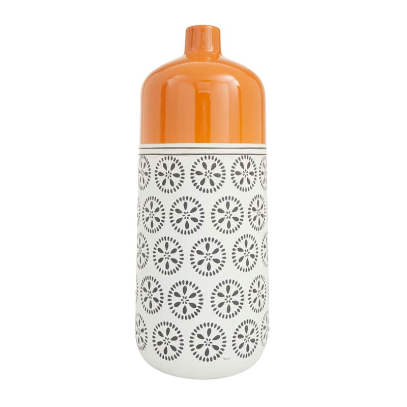 White Ceramic Floral Vase with Orange Tops