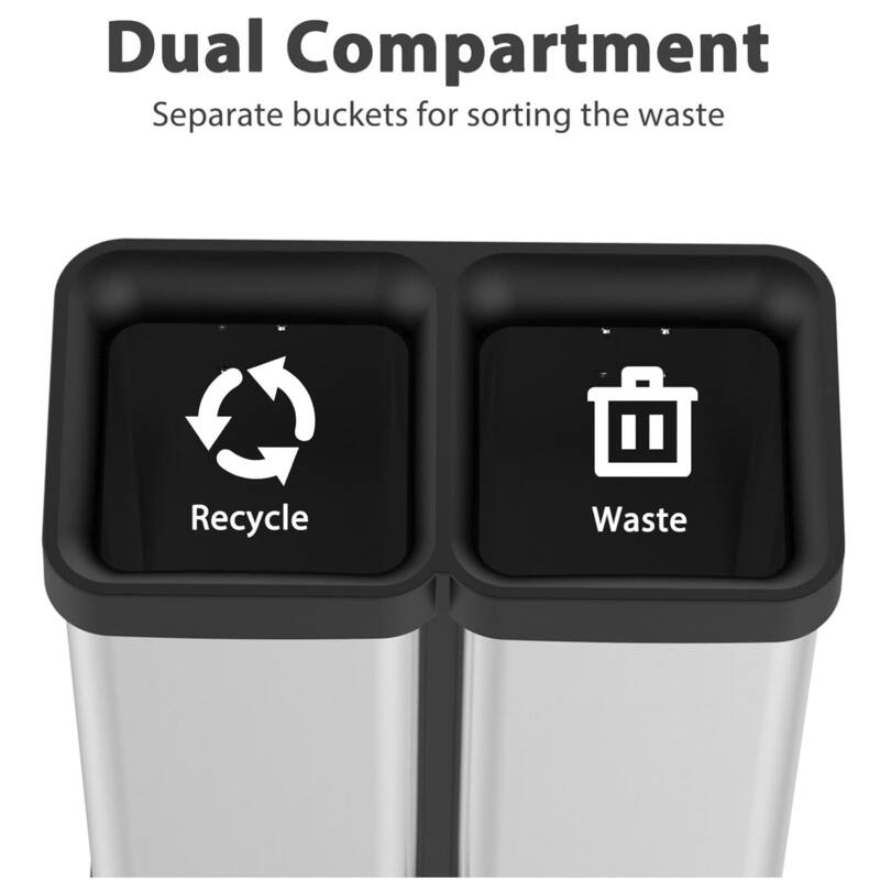 10.6 Gallon Stainless Steel Kitchen Waste Bin, 40L High-Capacity for Home Kitchen Bathroom Bedroom Office