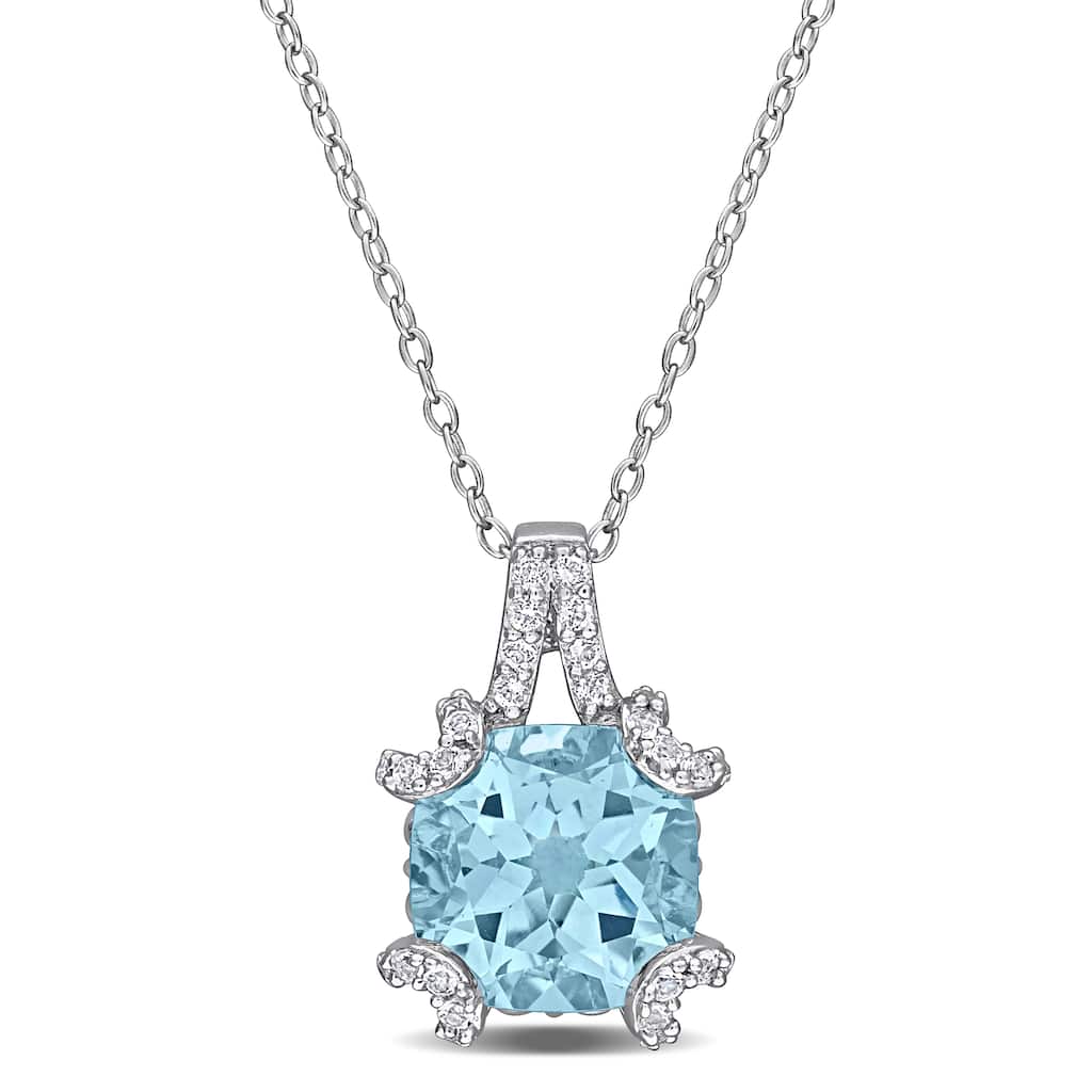 Miadora 6ct TGW Sky Blue Topaz and White Topaz Necklace in in Sterling Silver