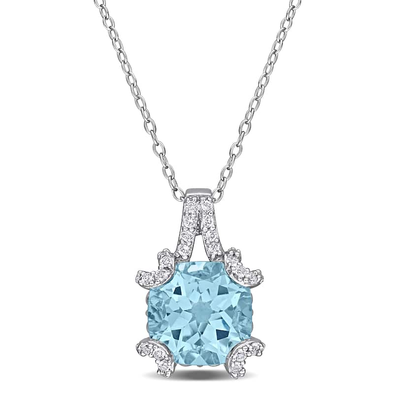 Miadora 6ct TGW Sky Blue Topaz and White Topaz Necklace in in Sterling Silver