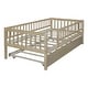 preview thumbnail 43 of 46, Wooden Daybed, Twin Sofa Bed with Trundle and Fence Guardrails for Kids Teens Adults, Wood Slat Support, No Box Spring Needed
