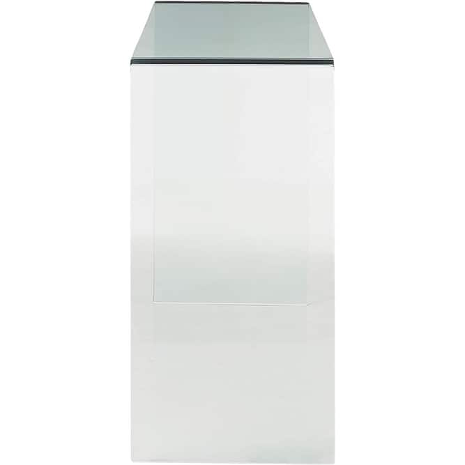 Modern Contemporary Bent Glass Entryway Console Table, 32" height, Clear