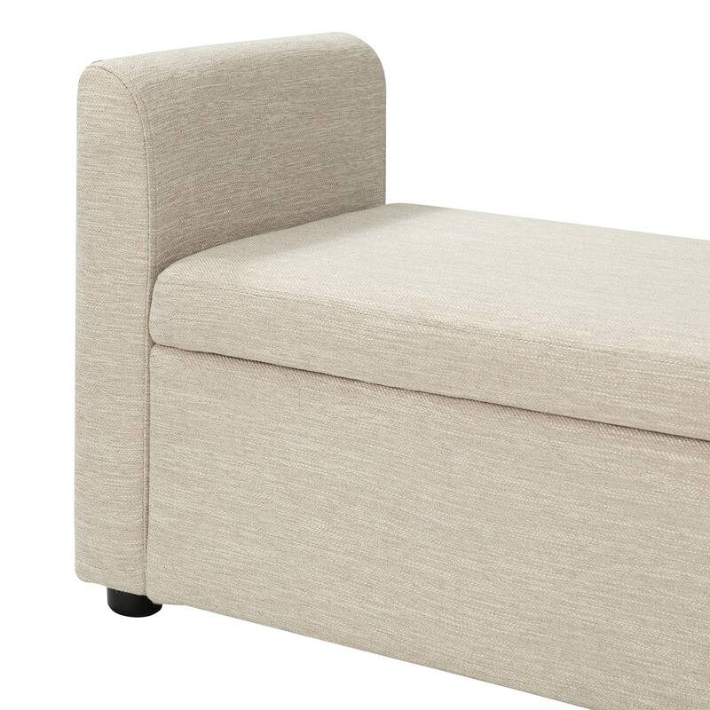 Franco Modern Upholstered Storage Bench with Two Throw Pillows and Thick Padded Cushion