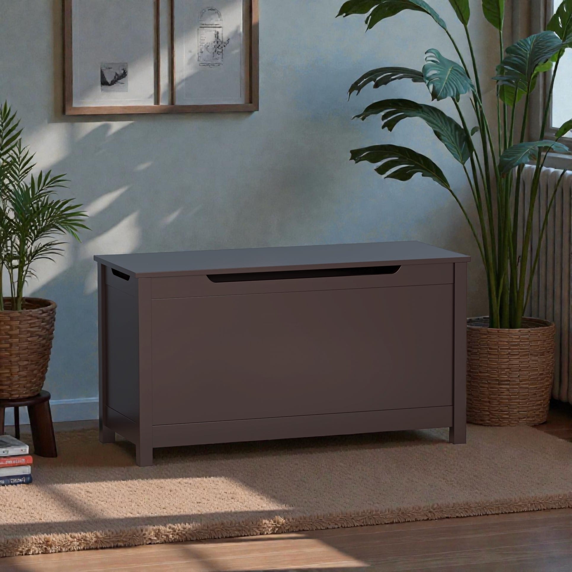 Kids Wooden Toy Box Storage with Safety Hinged Lid, Spacious Chest for Playroom, Bedroom & Nursery, Storage Cabinet for Ages 2+