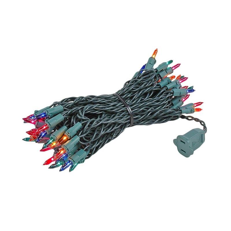 50 Light Christmas Mini Light Set, Green Wire, 25' Long - Multi