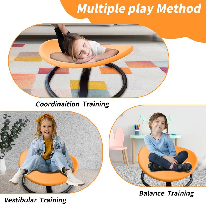 KIds Sensory Swivel Chair For Children With Autism, Sensory Toys For Children With ADHD, Training Body Coordination, Orange