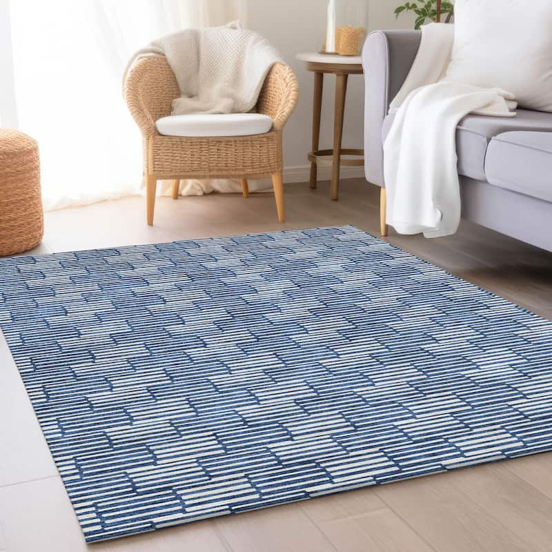 Premium Washable Super Soft Mid Century Modern Mayfield Rug - Navy - 3' x 5'