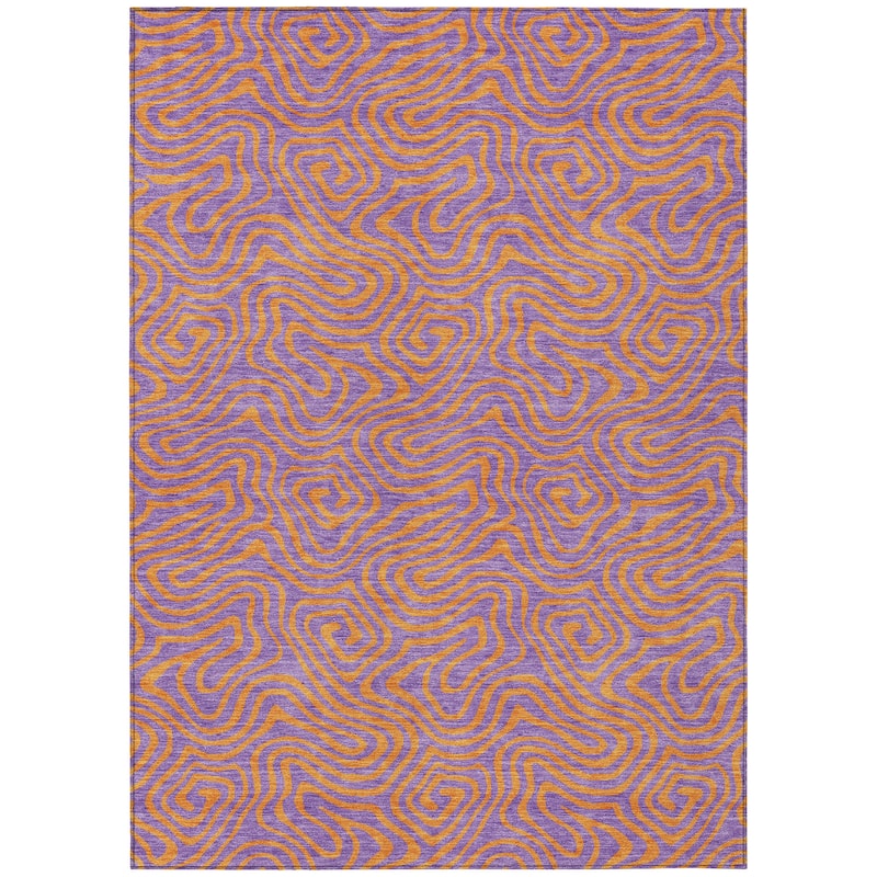 Machine Washable Indoor/ Outdoor Modern Trance Chantille Rug