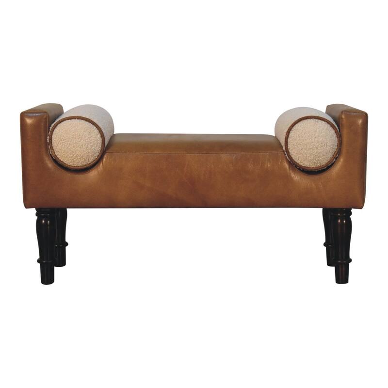 Artisan Furniture Solid Wood, Upholstered Chester Buffalo Bench