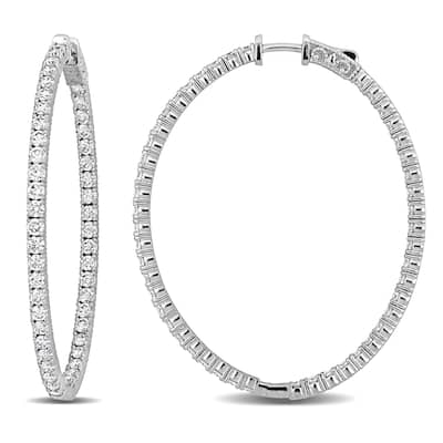 Miadora 14k Gold Inside Outside Hoop Diamond Earrings 1 3/4 or 2 1/4ct TDW (G-H SI)