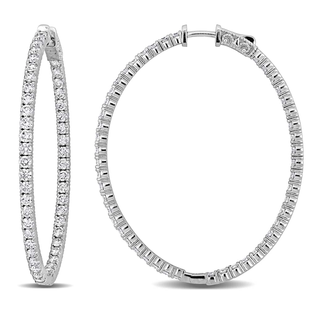 Miadora 14k Gold Inside Outside Hoop Diamond Earrings 1 3/4 or 2 1/4ct TDW (G-H SI)