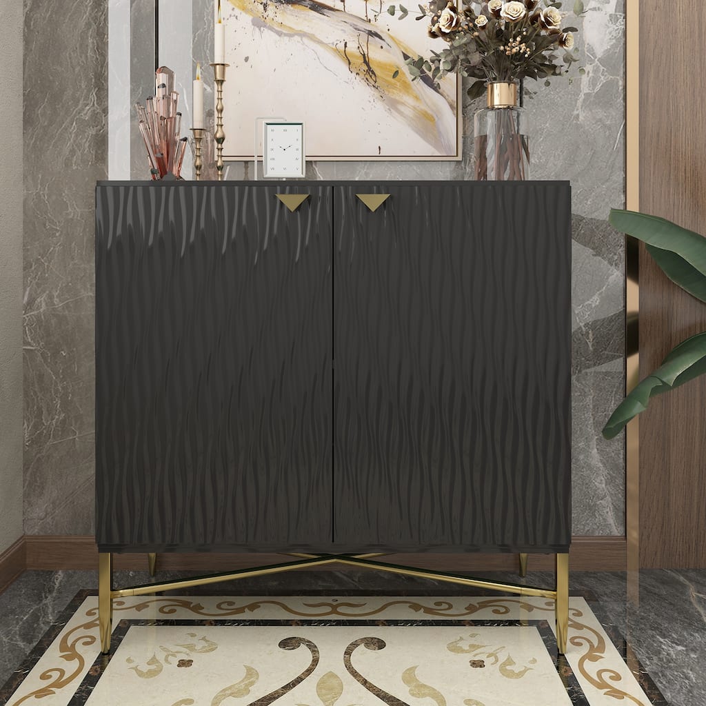 2 Door Black Locker Accent Cabinet, Home Buffet Storage Sideboard
