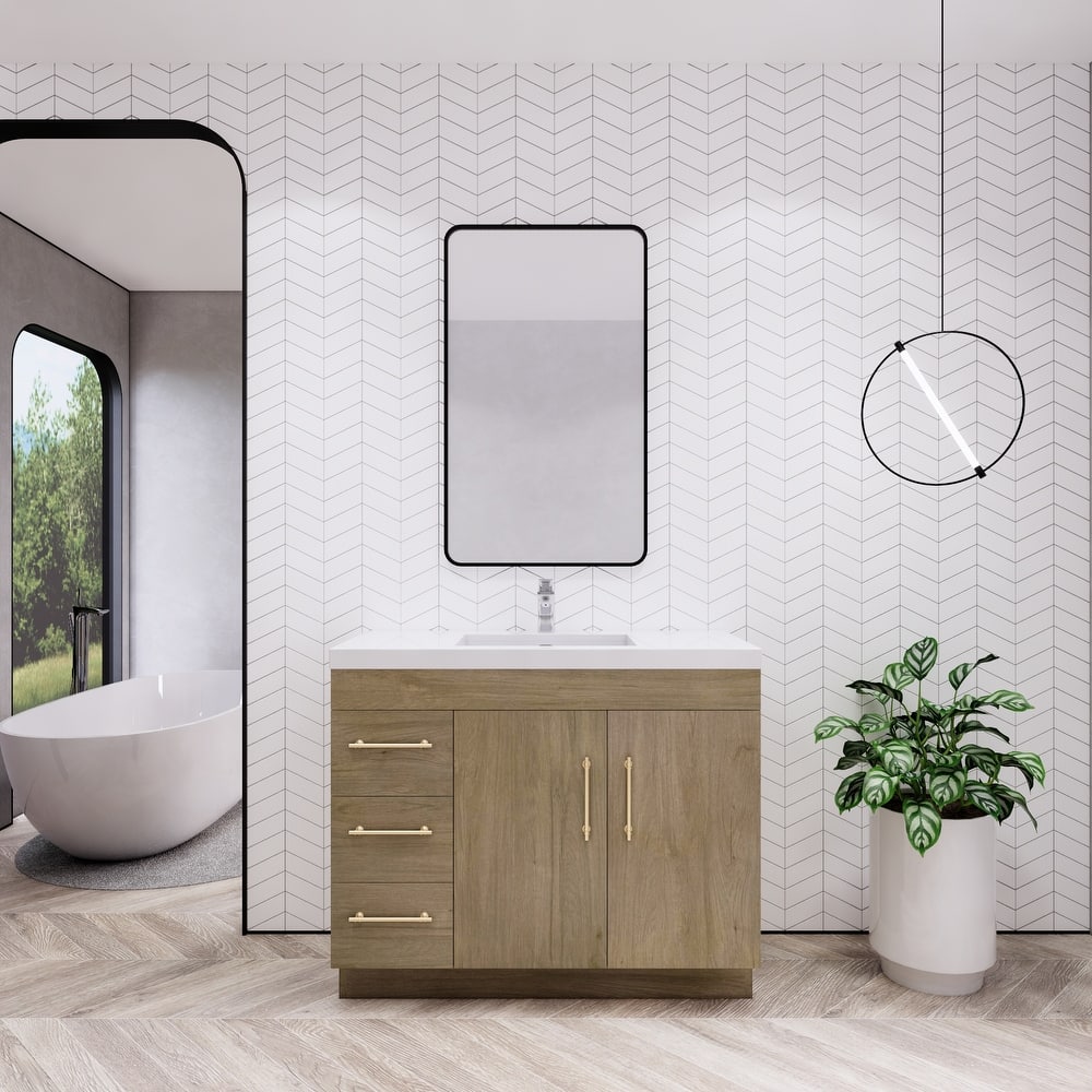 Eliza 42'' Freestanding Vanity (Left Drawers) with Single Sink