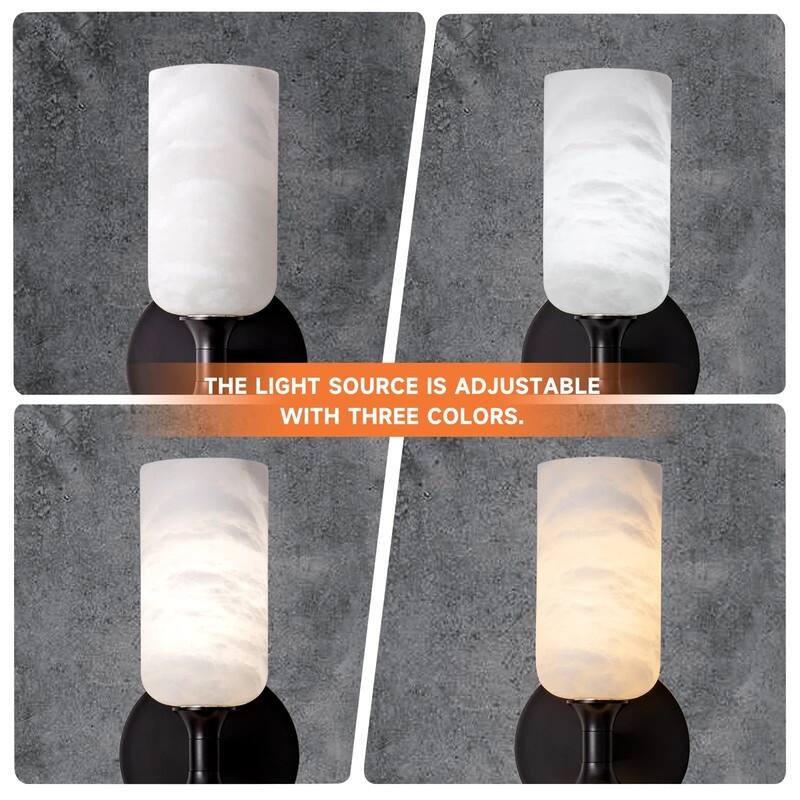 KAYLA 14 in. 2-Light Gold Modern Natural Alabaster Wall Sconce
