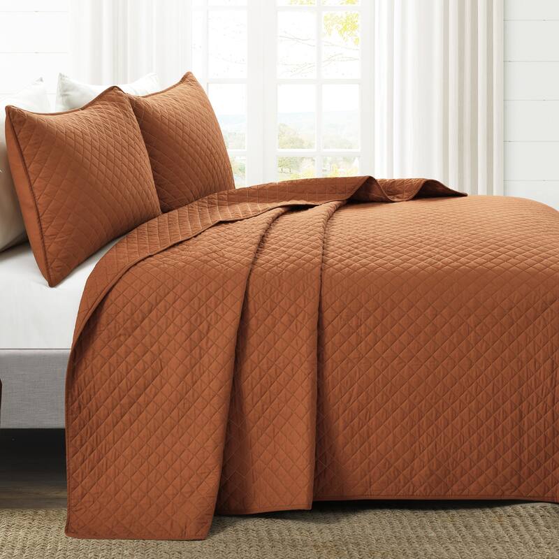 Copper Grove Balm Diamond Oversized Cotton 3-piece Quilt Set