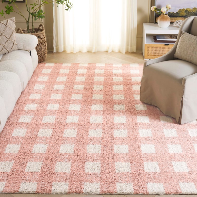 SAFAVIEH Hand-Woven Easy Care Alyssa Modern & Contemporary Cotton - 6' Square - Ivory/Rust - Square