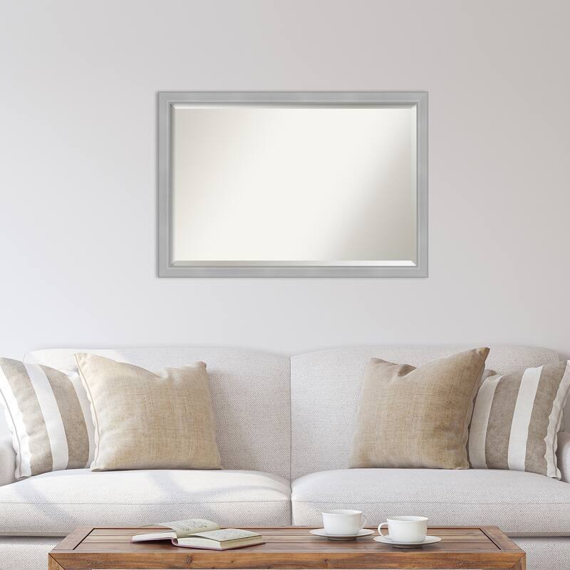 Beveled Wall Mirror - Vista Brushed Nickel Narrow Frame - Vista Brushed Nickel Narrow