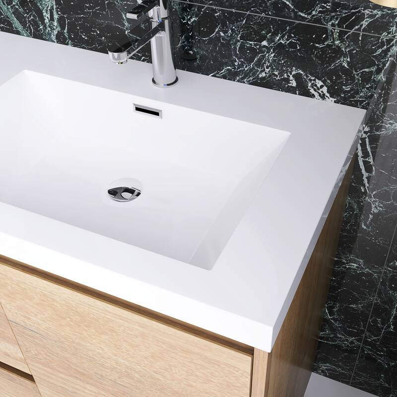 Floating Bathroom Vanity with Integrated Resin Top