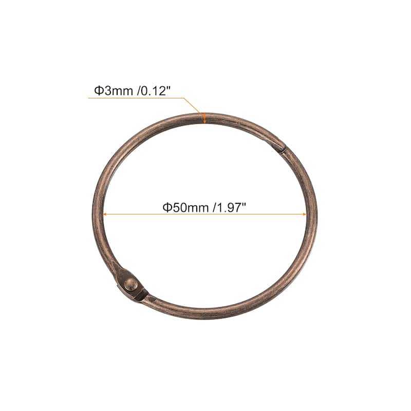 Shower Curtain Rings, 24pcs Loose Leaf Binder Rings - Copper - 2 Inch