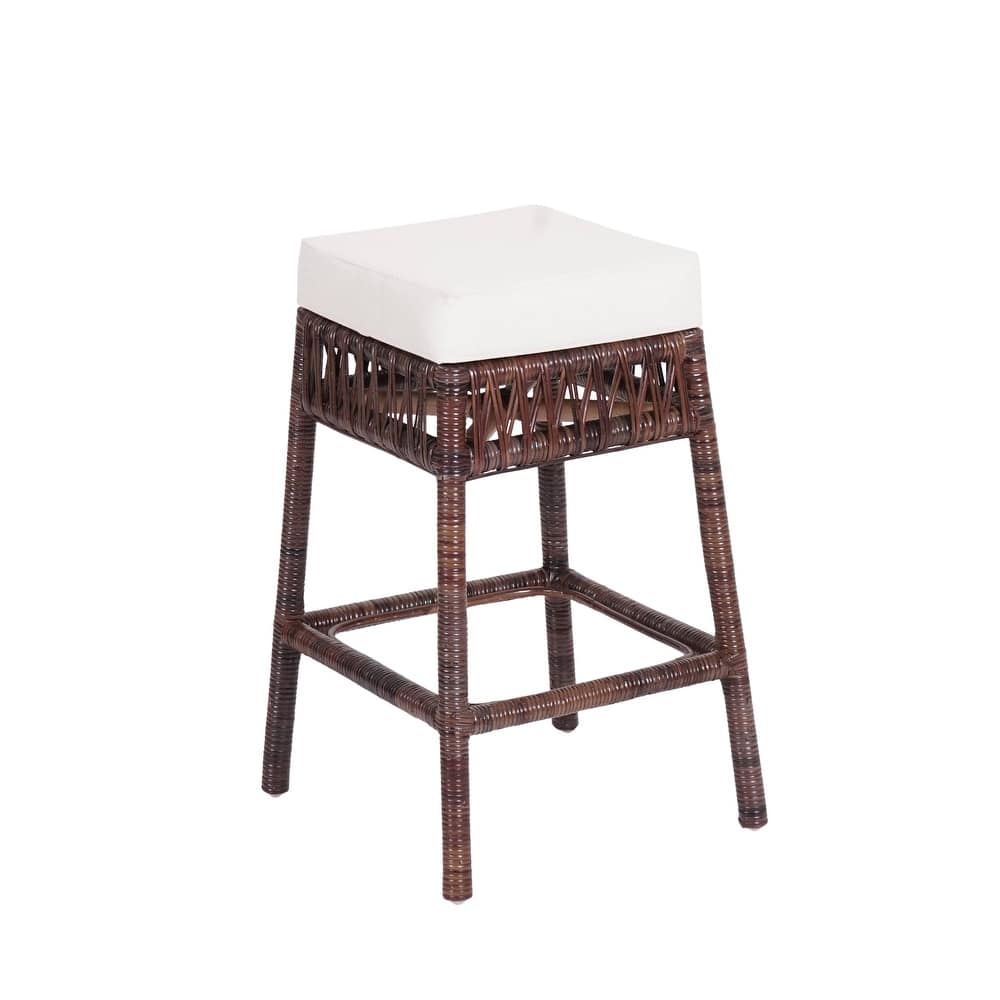 Maui Bohemian Basics Rattan Backless Bar Stool, by JONATHAN Y