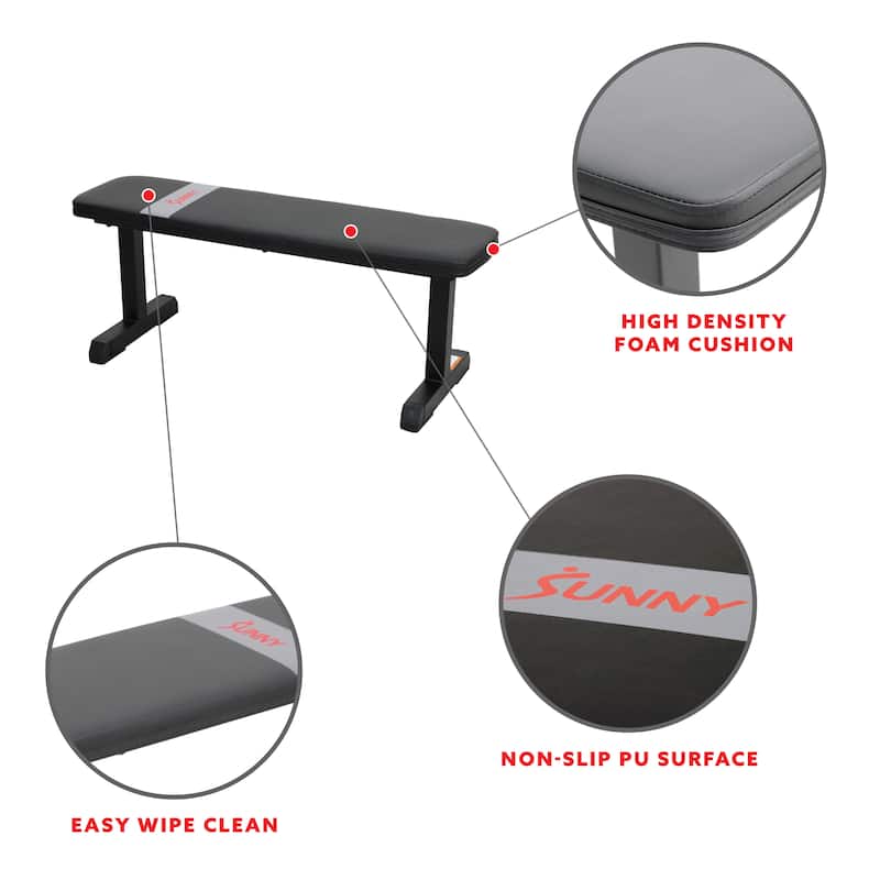 Sunny Health Fitness Flat Weight Bench