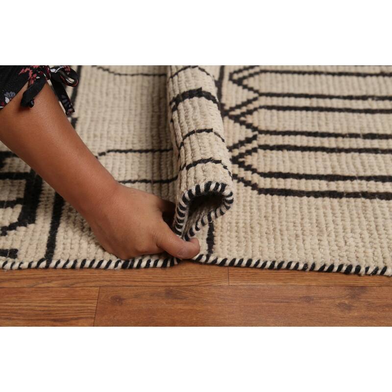 Trellis Moroccan Area Rug Handmade Living Room Wool Carpet - 9'0"x 12'3"
