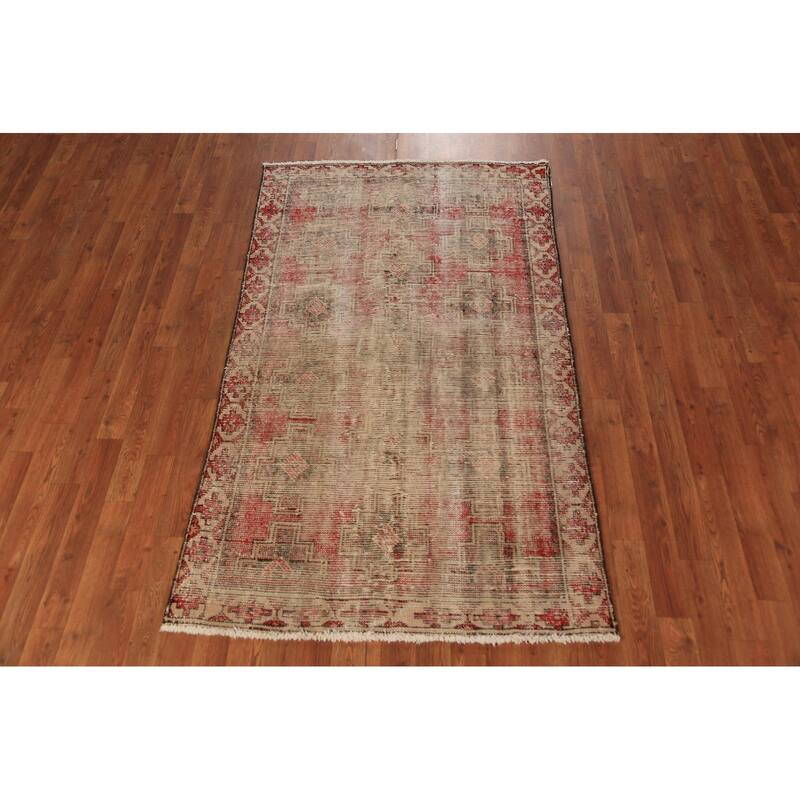 Geometric Bakhtiari Persian Rug Hand-Knotted Wool Carpet - 3'7" x 6'1"